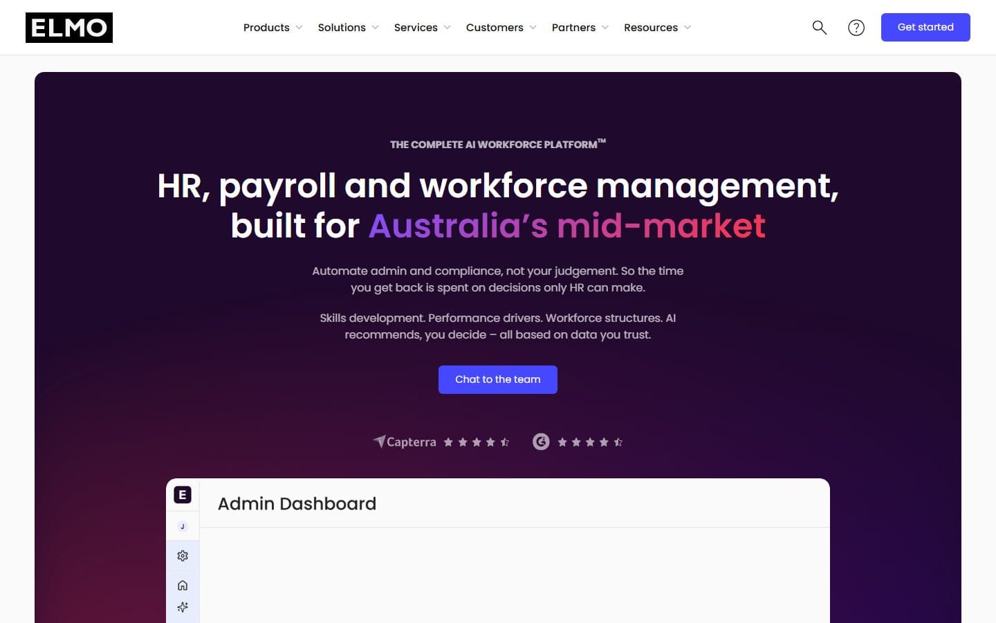 ELMO homepage introducing its HR and payroll platform