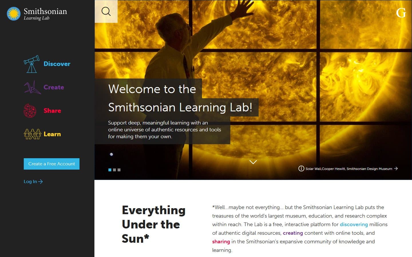 Smithsonian Learning Lab homepage