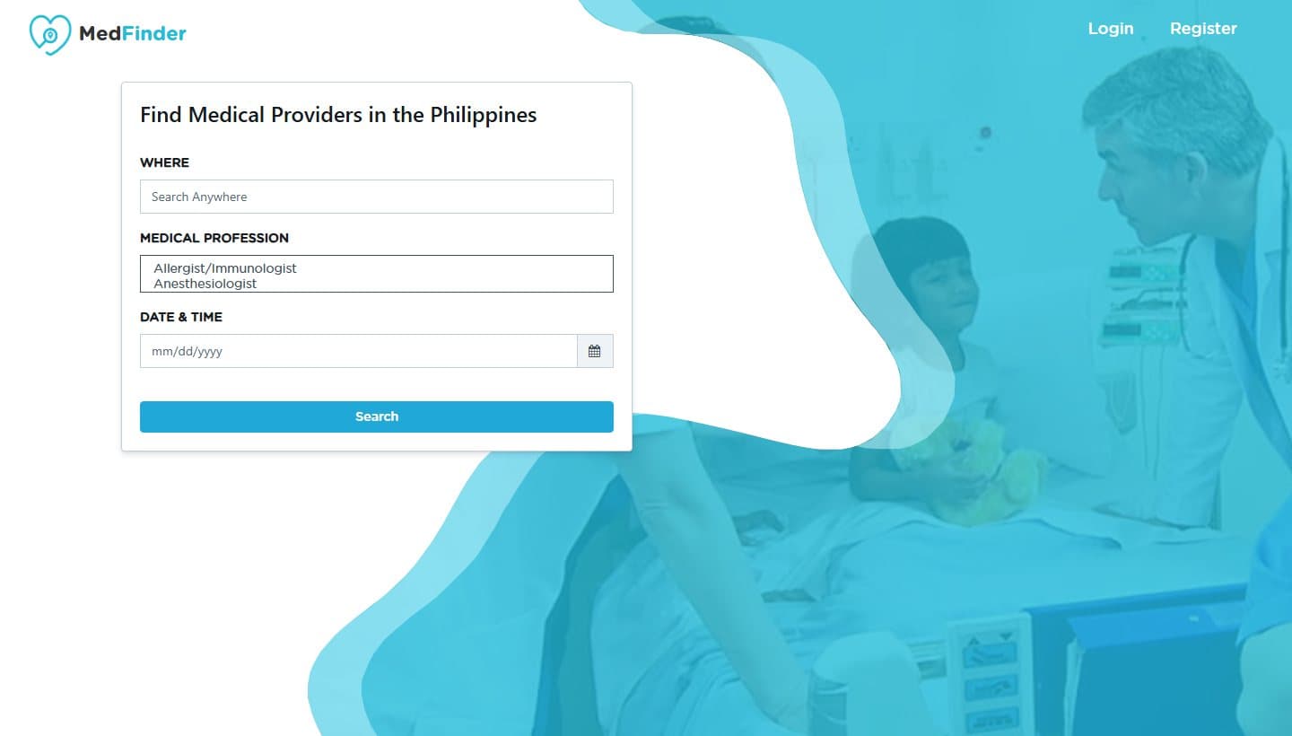 MedFinder search form for medical providers